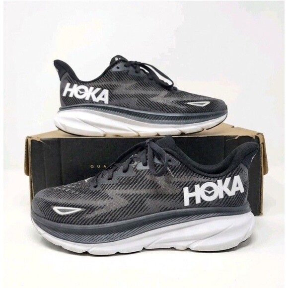 Hoka One One Shoes - Hoka One One Clifton 9 Women's Size 7.5B Black White Running Lightweight Shoes
